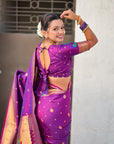 Purple Peacock Paithani Zari Woven Saree