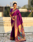 Purple Peacock Paithani Zari Woven Saree