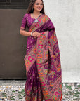 Wine Pashmina Kashmiri Silk Zari Woven Saree