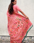 Pink Pashmina Kashmiri Silk Zari Woven Saree