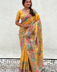 Yellow Pashmina Kashmiri Silk Zari Woven Saree