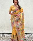 Yellow Pashmina Kashmiri Silk Zari Woven Saree