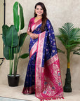 Violet Banarasi Jaal Zari Woven Silk Saree