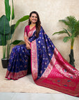 Violet Banarasi Jaal Zari Woven Silk Saree