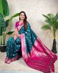 Green Banarasi Jaal Zari Woven Silk Saree