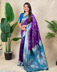 Purple Banarasi Jaal Zari Woven Silk Saree