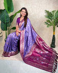 Lavender Banarasi Jaal Zari Woven Silk Saree