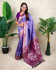 Lavender Banarasi Jaal Zari Woven Silk Saree