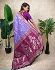 Lavender Banarasi Jaal Zari Woven Silk Saree