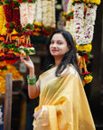 Prianca in our Yellow Organza Paithani Zari Woven Saree