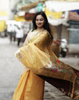 Prianca in our Yellow Organza Paithani Zari Woven Saree