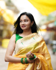 Prianca in our Yellow Organza Paithani Zari Woven Saree
