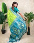 Pista Green Banarasi Jaal Zari Woven Silk Saree