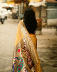 Prianca in our Yellow Organza Paithani Zari Woven Saree