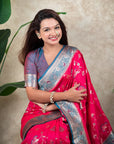 Pink Banarasi Jaal Zari Woven Silk Saree