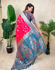 Pink Banarasi Jaal Zari Woven Silk Saree