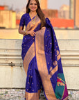 Violet Zari Woven Gudi Padwa Special Paithani Silk Saree