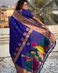 Violet Zari Woven Gudi Padwa Special Paithani Silk Saree