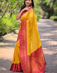 Yellow Contrast 1000 Butti Zari Woven Paithani Silk Saree