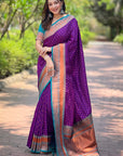 Purple Contrast 1000 Butti Zari Woven Paithani Silk Saree