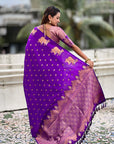 Purple Soft Silk Dual Zari Woven Saree with Nandi Border