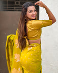 Mehendi Green Soft Silk Dual Zari Woven Saree with Nandi Border