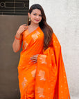 Orange Soft Silk Dual Zari Woven Saree with Nandi Border