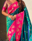 Green Soft Silk Lotus Paithani Saree