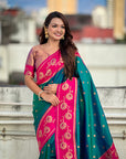 Green Soft Silk Lotus Paithani Saree