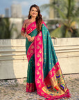 Green Soft Silk Lotus Paithani Saree