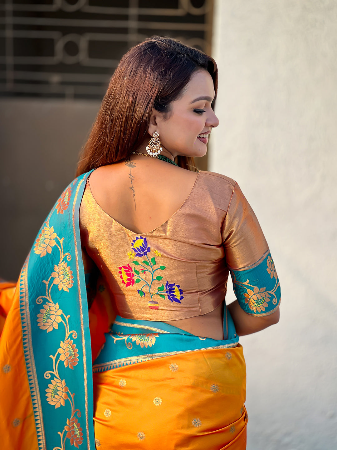 Orange Color Roop Silk Zari Weaving Saree with Unstitched Blouse main image 1