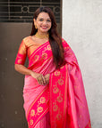 Baby Pink Soft Silk Lotus Paithani Saree