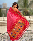 Baby Pink Soft Silk Lotus Paithani Saree
