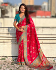 Pink Pure Viscose Silk Position Printed Traditional Saree