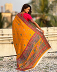 Mustard Pure Viscose Silk Position Printed Traditional Saree