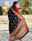 Black Pure Viscose Silk Position Printed Traditional Saree