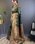 Dark Green Banarasi Katan Silk Zari Woven Saree