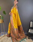 Yellow Original Maharashtrian Meenakari Yeola Paithani Silk Zari Woven Saree