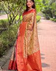 Red Original Dharmavaram Silk Traditional Zari Woven Saree