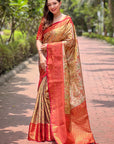 Red Original Dharmavaram Silk Traditional Zari Woven Saree