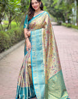 Sea Green Original Dharmavaram Silk Traditional Zari Woven Saree