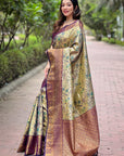 Wine Original Dharmavaram Silk Traditional Zari Woven Saree