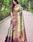 Wine Original Dharmavaram Silk Traditional Zari Woven Saree