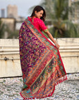 Wine Pure Viscose Silk Position Printed Darbari Saree