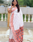 White Checks Paithani Silk Zari Woven Saree