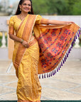 Yellow Checks Paithani Silk Zari Woven Saree