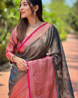 Grey Kanchipuram Tissue Silk Traditional Zari Woven Saree