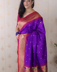 Purple Bandhani Paithani Silk  Zari Woven Saree