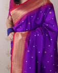Purple Bandhani Paithani Silk  Zari Woven Saree