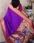 Purple Bandhani Paithani Silk  Zari Woven Saree